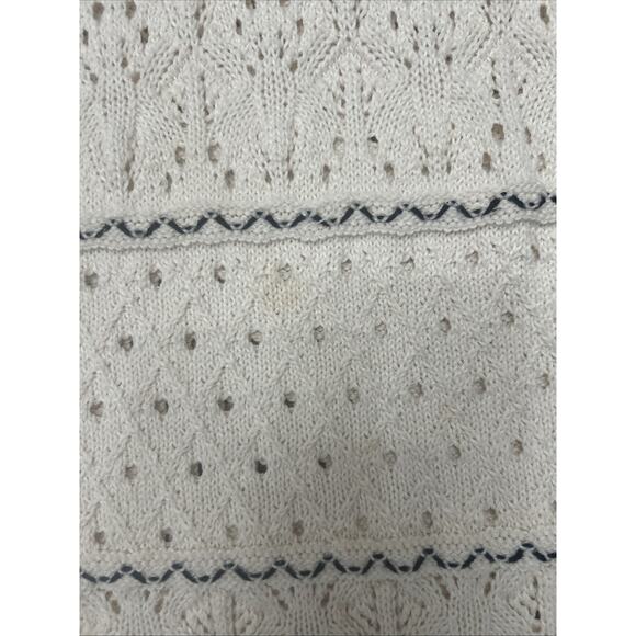 Boho Crochet Knit Maxi Dress – White with Black Trim Mediterranean Vibe Sz XL - Picture 5 of 8